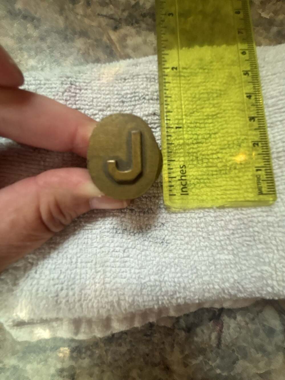 Vintage Brass Initial J Signet Ring Monogram
